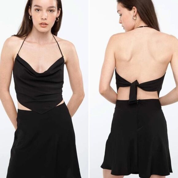 NWT Capulet Jayden Halter Neck Cami Open Back Handkerchief Black S - Picture 9 of 12